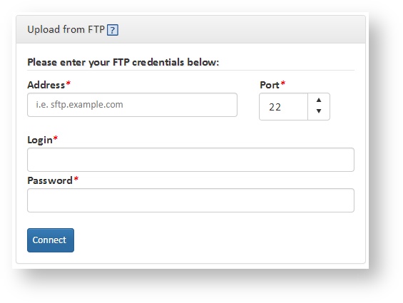 File Distribution Request Composer Page - SFTP Credentials Panel